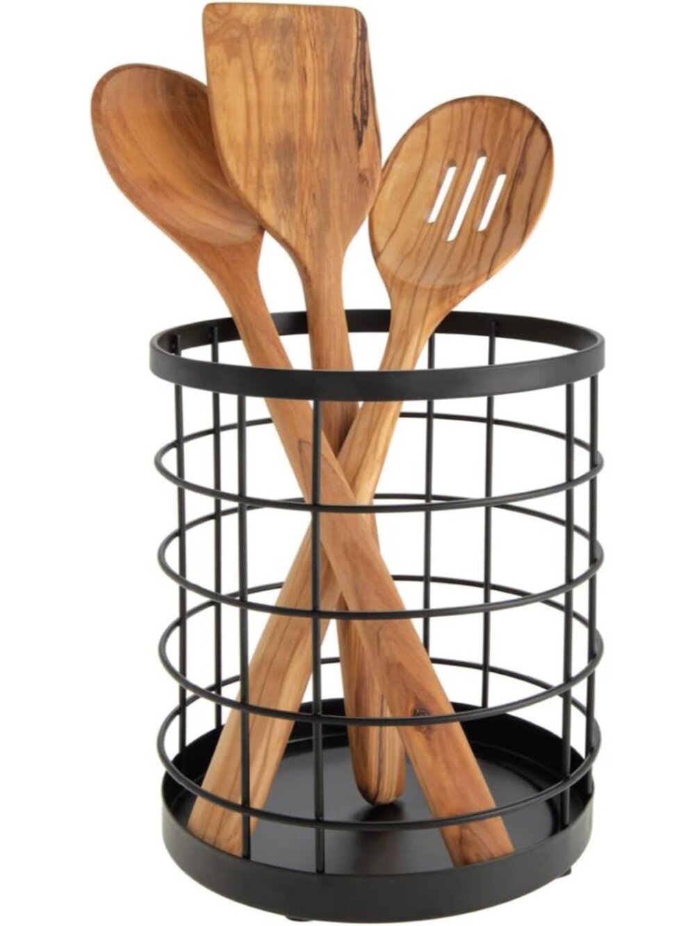 Kitchen Crock Utensil Holder, Matte Black, Steel